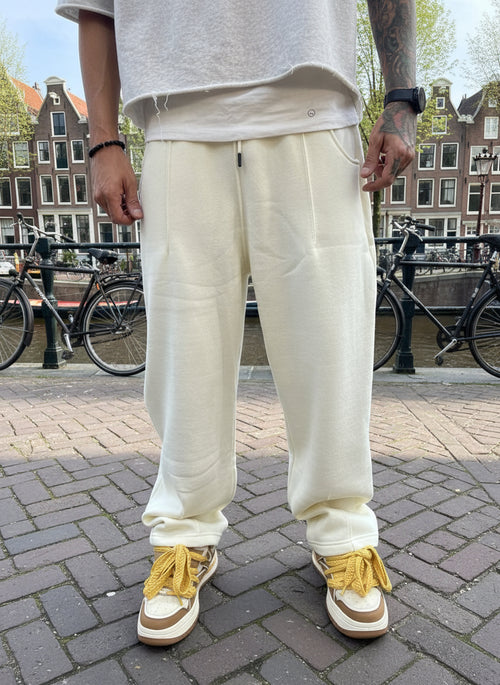 Pantalon de Jogging / Survêtement Oversize Coupe Large Streetwear blanc