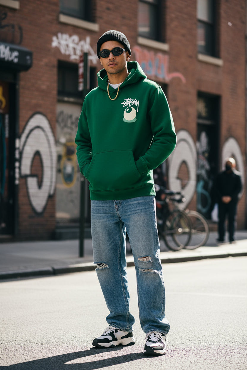 Sweat à capuche oversize couleur verte